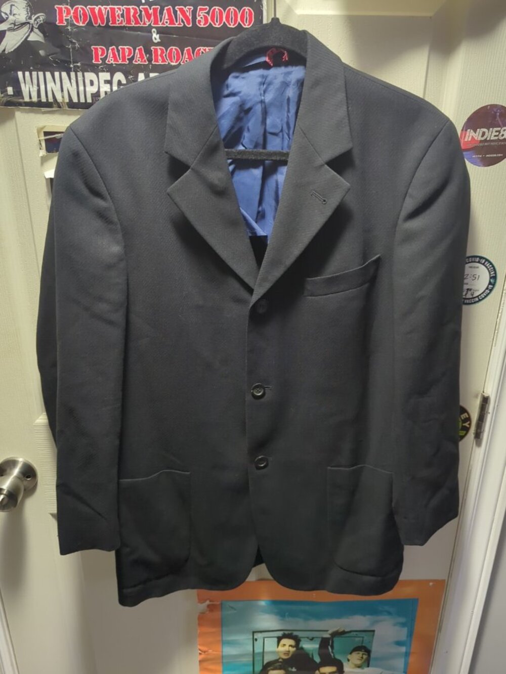 Hugo Boss Mens Blazer SZ 48 Black 100% Wool 3 Button Unlined Suit Jacket Coat